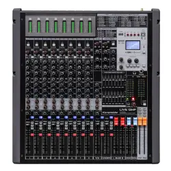 Klangmeister 12P-2x 12 Kanal 2x1800W Çift Efektli Power-Mixer | USB | Bluetooth - Klangmeister