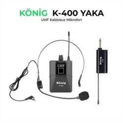 König K 400 Şarjlı UHF Telsiz Kablosuz Yaka Mikrofonu - König